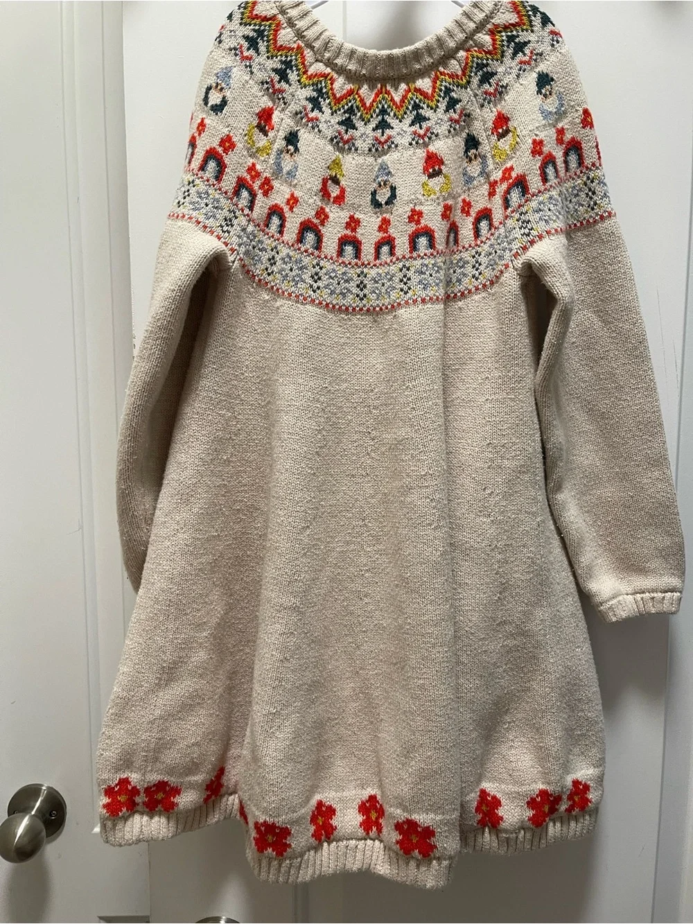 Hanna Andersson Girls US 5 Nordic Fair Isle Gnome Sweater Dress